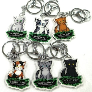 Warriors Cats Double Sided 2 Inch Acrylic Keychains or 65cm Necklace ...