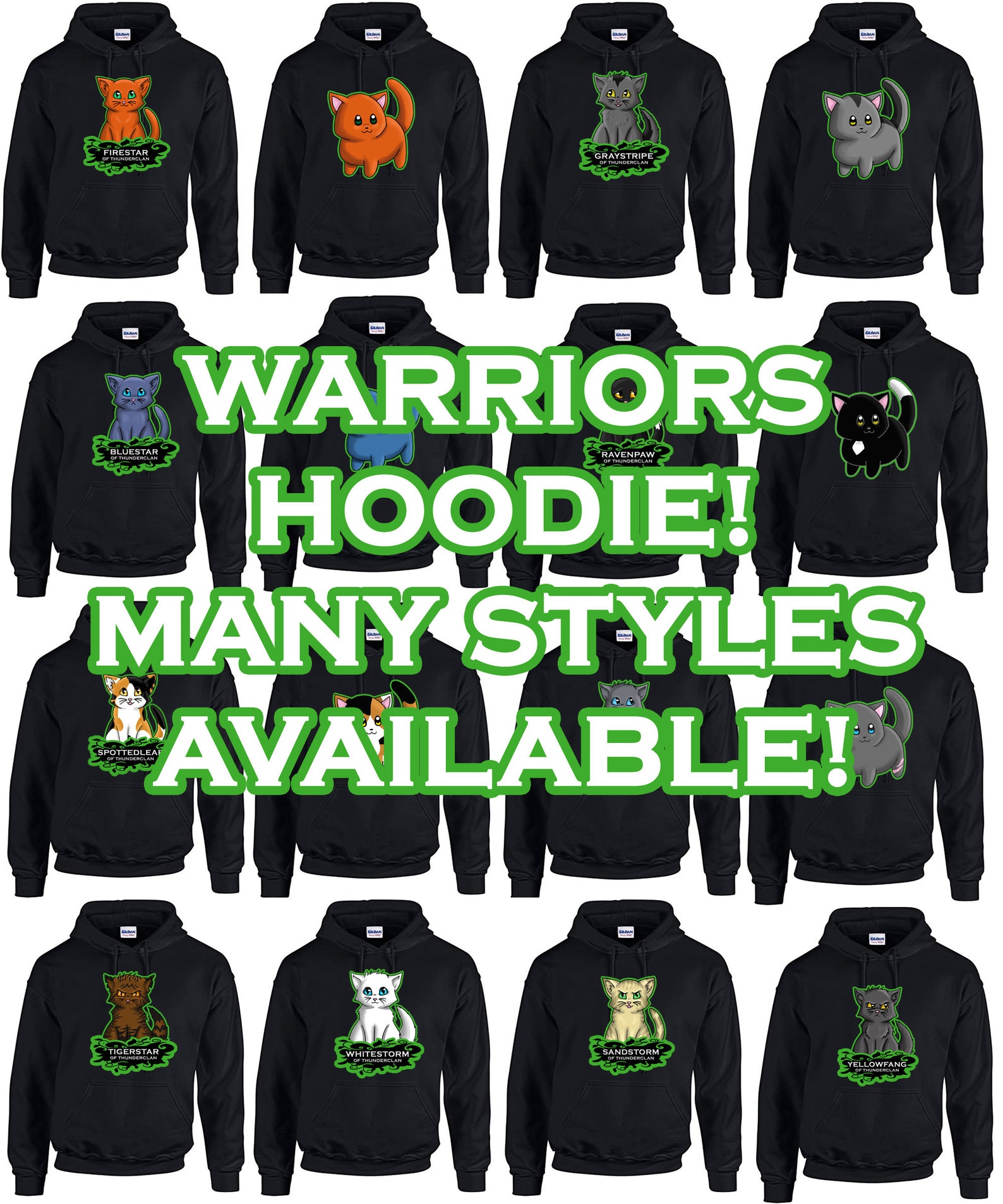 Warriors Cats Character Hoodie Multiple Characters Styles Etsy