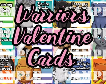 Warrior Cats Valentine Cards DIGITAL DOWNLOAD for at Home Printing