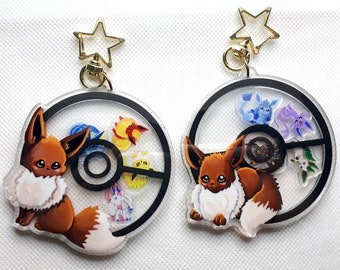 Chibi Eeveelution 3 inch Acrylic Shaker Charm