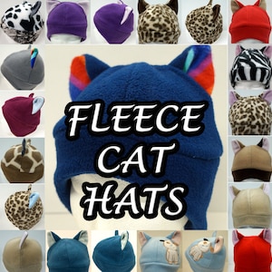 Adult Sized Cute Fleece Cat Hats - Multiple Colours Available!