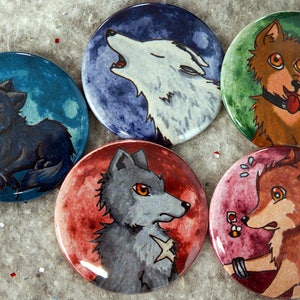 Anime Wolf's Rain Anime 2.25" OR 1.25" Inch Button Pin Kiba Tsume Hige Toboe Blue