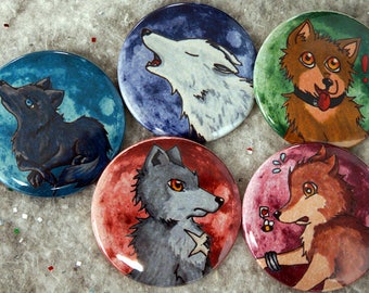 Anime Wolf's Rain Anime 2.25" OR 1.25" Inch Button Pin Kiba Tsume Hige Toboe Blue