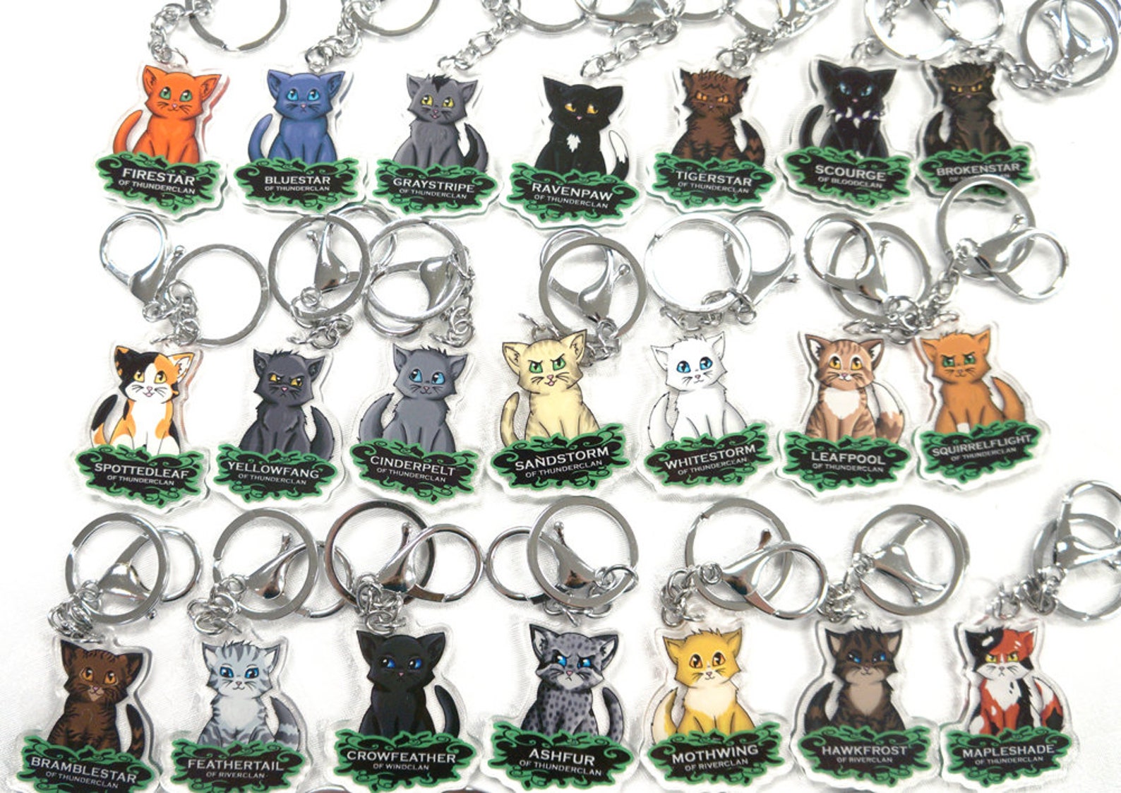 Warriors Cats Double Sided 2 Inch Acrylic Keychains or 65cm Necklace ...