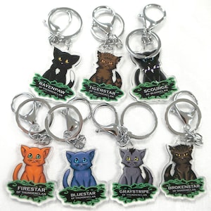 Warriors Cats Double Sided 2 Inch Acrylic Keychains or 65cm Necklace ...