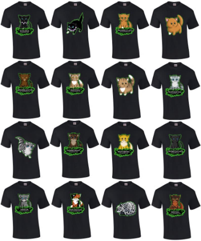 Warrior Cats Character Tshirts Multiple Characters Styles Etsy