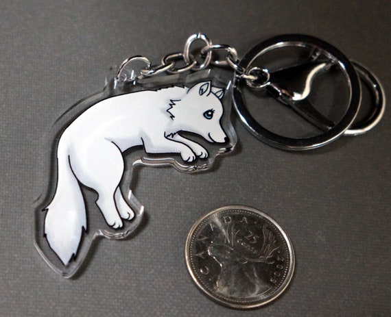 Jumping Fox Clear Acrylic 2 Inch Keychain or 65 Cm Necklace