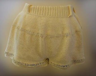 Wide Leg Mesh Shorties, Crochet Shorts, Cute Crochet shorts, Gifts for Her, Shorts with Pockets, Handmade