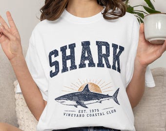 Shark Vintage Coastal Illustration T-shirt | Vineyard Coastal Club Tee