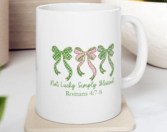 Simply Blessed Romans 4:7-8 Ceramic Mug | Religious Scripture Coffee Cup