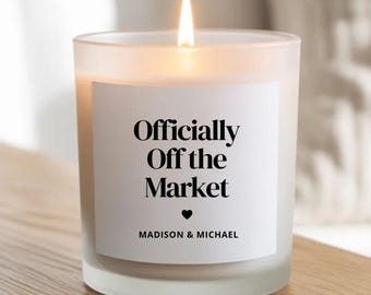 Proposal Candle, Personalize Engagement Frosted Candle, Custom Engaged Couple Candle with Bamboo Lid, Bride To Be Coconut Soy Candle Gift