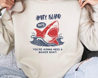 Amity Island Shark Illustration Sweatshirt | 1975, You're Gonna Need a Bigger Boat