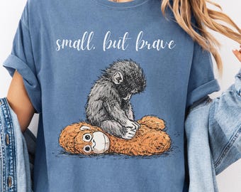 Small But Brave Monkey Graphic Tee, Comfort Colors Vintage Style Shirt