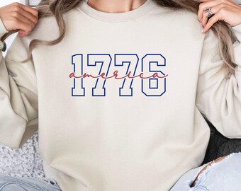 1776 America script graphic Sweatshirt | Patriotic Independence Day top