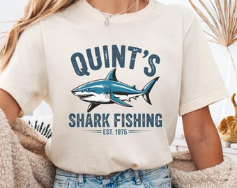 Quint's Shark Fishing Graphic Tee, Captain Patch Design