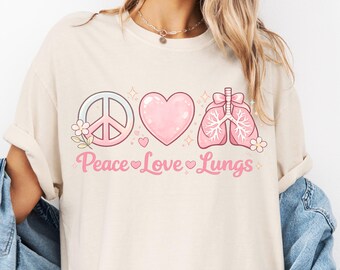 Respiratory Therapist T-Shirt, Peace Love Lungs Tee