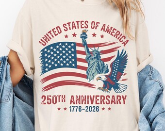 250th Anniversary T-Shirt,  1776-2026 American Flag Tee