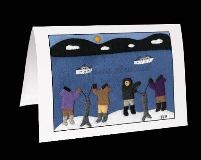 Inuit Greeting Card #6 "Fishing in the Summer" by Annie Aculiak