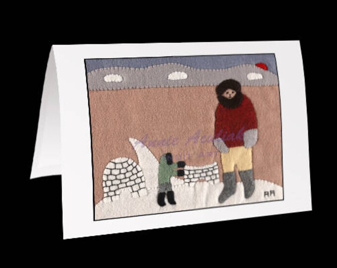 Inuit Greeting Card #11 "Teaching the Children" by Annie Aculiak