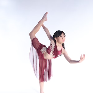 READY-TO-SHIP // Child Medium // Maroon and Gold Lyrical Costume