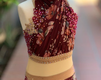 READY-TO-SHIP // Child Medium // Maroon Floral Lyrical Costume