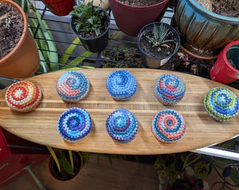 Handmade Hacky Sack - Denim Multi - Crochet Footbag