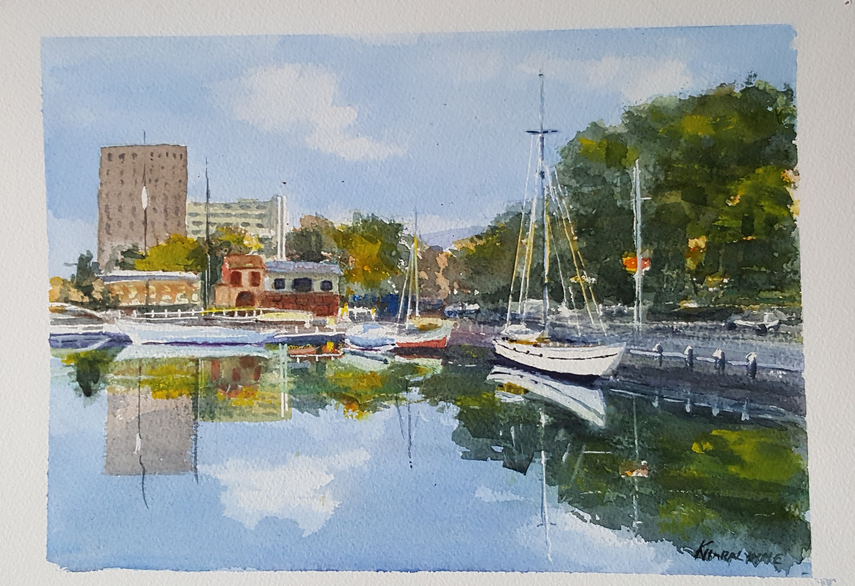 Tasmania Boats at anchor an original watercolor painting Etsy