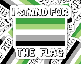 Ik sta voor de vlag Aromantic Pride-sticker, Aromantic-vlag, Pride-vlag, Aro Pride, Aromantic-sticker, LGBT Pride-sticker