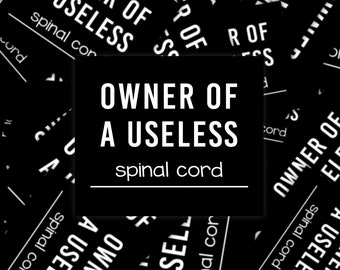Owner Of A Useless Spinal Cord Sticker, Tethered Cord Awareness Sticker, Spinal Cord Injury Awareness Sticker, Chronic Illness Humor