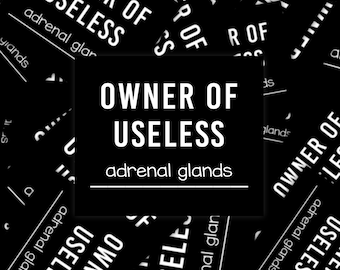Owner Of Useless Adrenal Glands Sticker, Addison's Disease Awareness Sticker, Cushing's Disease Awareness Sticker, Chronic Illness Humor