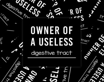 Owner Of A Useless Digestive Tract Sticker, Gastroparesis Awareness Sticker, IBS Awareness Sticker, IBD Awareness, Chronic Illness Humor