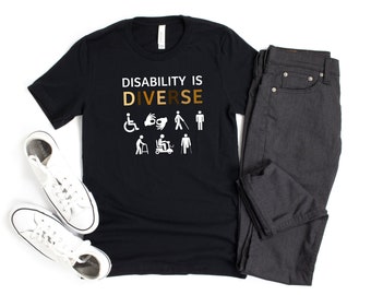 Disabled Is Diverse Skin Tones T-Shirt, Disabled Pride, Disabled Pride Shirt, Disabled Pride Shirt, Bewusstsein für Menschen mit Behinderung