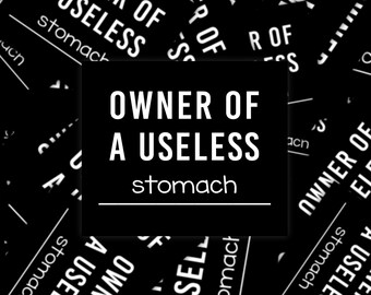 Owner Of A Useless Stomach Sticker, Gastroparesis Awareness Sticker, GERD Awareness Sticker, IBS Awareness Sticker, Chronic Illness Humor