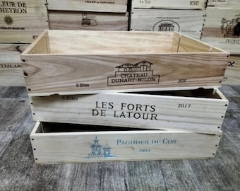Houten wijnkrattrays | Rustieke opbergdozen voor thuis, set van 3"