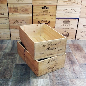 Boîte à vin français (Ensemble de 2) - Caisses de stockage en bois de 12 bouteilles