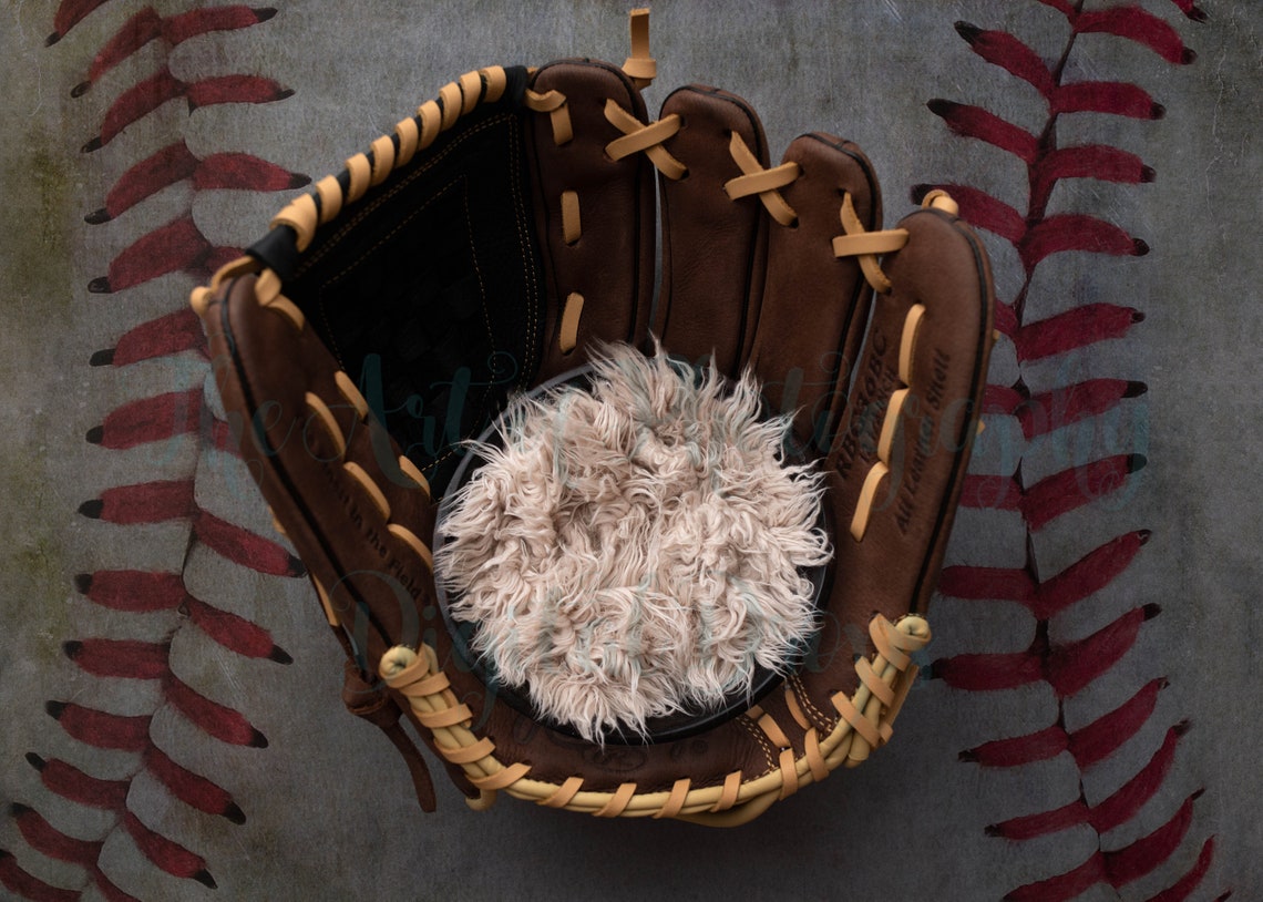 Baseball Newborn Baby Digital Backdrop Background Glove for - Etsy