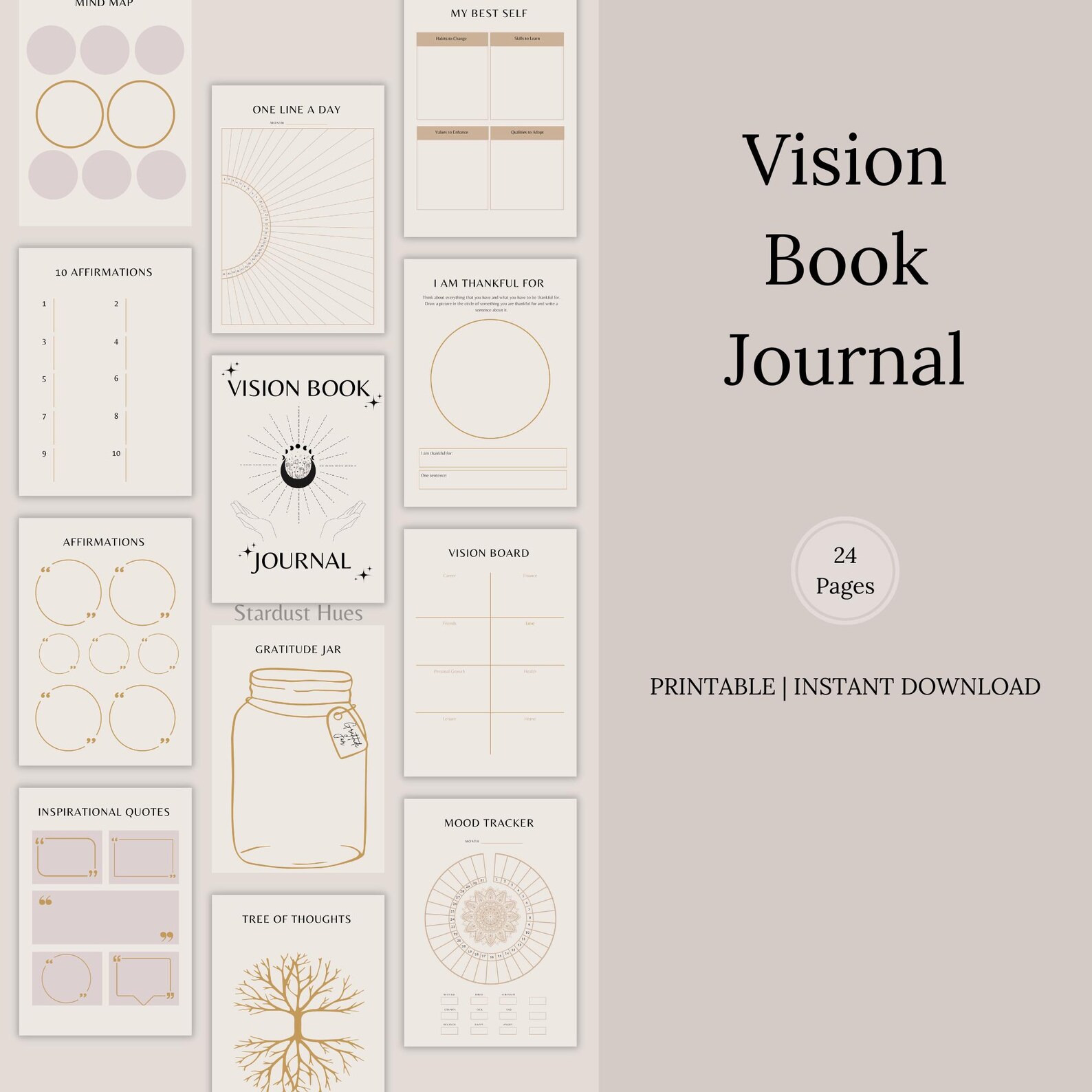Printable Vision Book Journal: Manifestation Planner (PDF) - Etsy