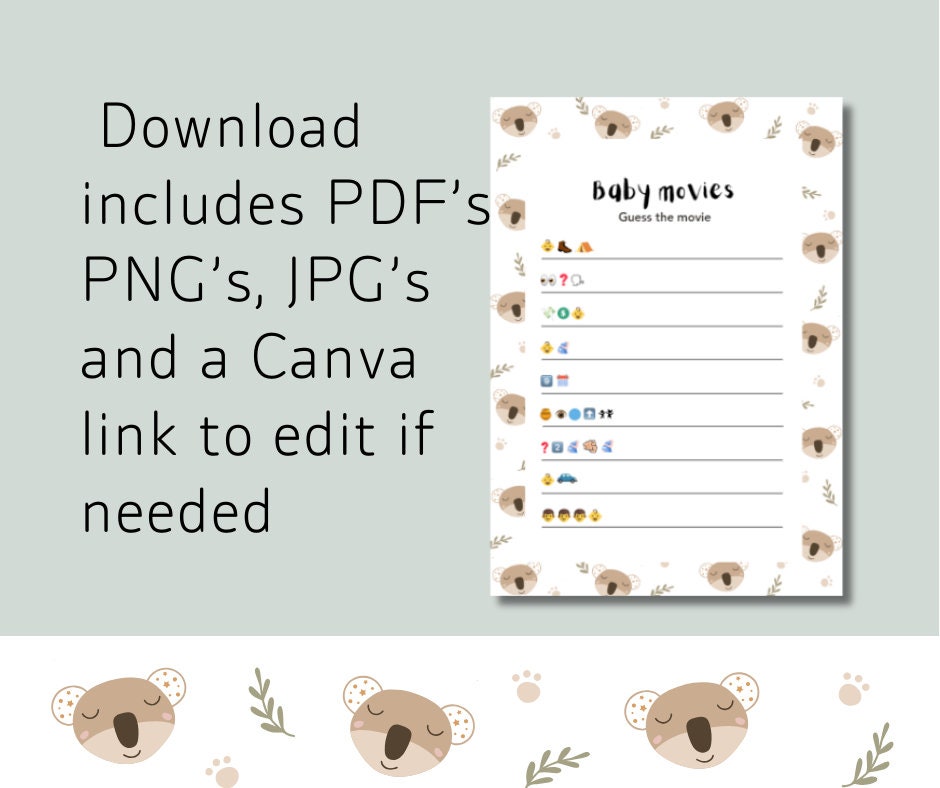 Australian Baby Shower Games With Koala's, 10 Printable Koala Baby