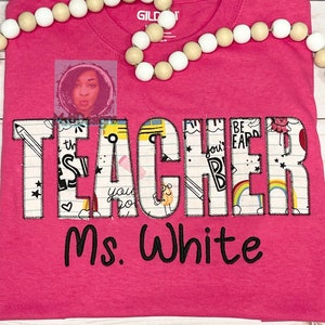 Embroidered Teacher Shirt / gift for her / teacher gift/ embroidered / embroidered tshirt / end of school gift/ personalized / name on shirt