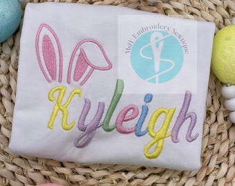 Personalized Easter Shirt | Embroidered Bunny Ears, Custom Name