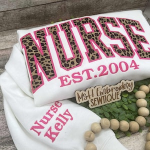 Leopard Print Nurse Sweatshirt • Personalized Graduation Gift