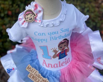 Ms Rachel Inspired Birthday Outfit | Personalized Glitter Tutu Set (1st Birthday)