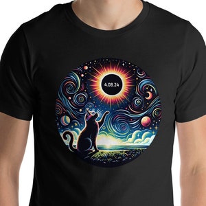 Total Solar Eclipse Cat Shirt, 2024 Solar Eclipse, April 8th 2024, American Totality, Eclipse Souvenir, Celestial Event, Cat Moon Shirt