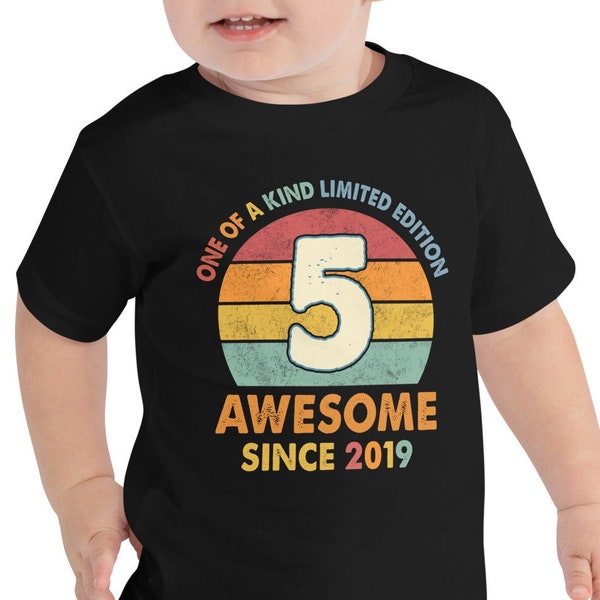 Awesome Since 2019, Fifth Birthday Shirt, 5 Year Old Birthday Party, Five Year Old, Officially 5, Vintage 2019 Shirt, Hello 5 Tee