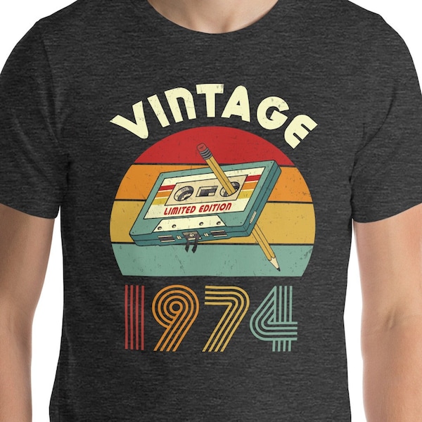 50th Birthday Shirt, Vintage 1974 Shirt, 1974 Cassette Shirt, 1974 Birthday Shirt, 50th Birthday Gift For Women Men, Hello Fifty, 50 Years