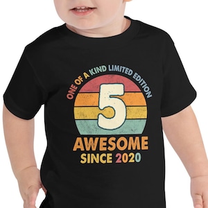 Awesome Since 2020, Fifth Birthday Shirt, 5 Year Old Birthday Party, Five Year Old, Officially 5, Vintage 2020 Shirt, Hello 5 Tee