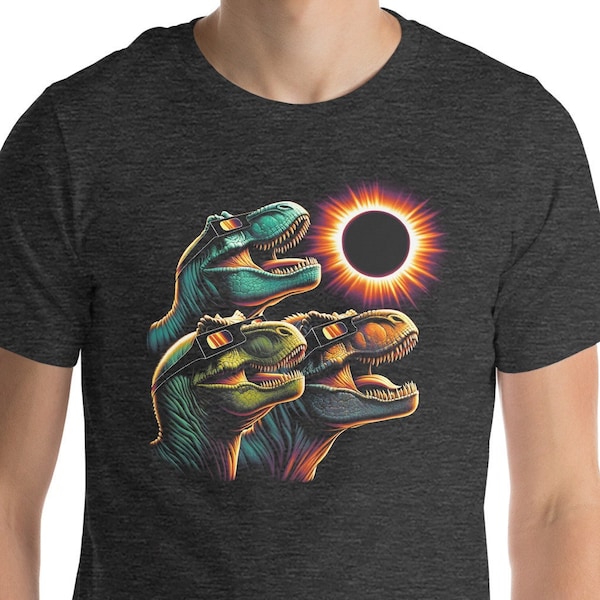 Three Dinosaurs Roaring at Moon Shirt, T Rex Wearing Solar Eclipse Glasses, Total Solar Eclipse Souvenir Gift, Dino Lover Shirt