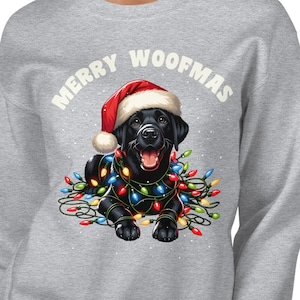Black Labrador Retriever Christmas Sweatshirt, Holiday Labrador Sweatshirt, Christmas Dog Gift, Lab Mom Sweatshirt, Merry Dogmas Sweater