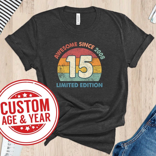 Awesome Since Birthday Shirt, Limited Edition, 10th 11th 12th 13th 14th, Custom Birthday, Personalized Birthday, Any Year Age, Name on Back