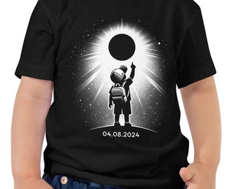 Total Solar Eclipse Shirt, 04.08.2024, Child Under Moon Tee, Spring Astronomy Eclipse Souvenir Gift, Path of Totality Youth Toddler Tee